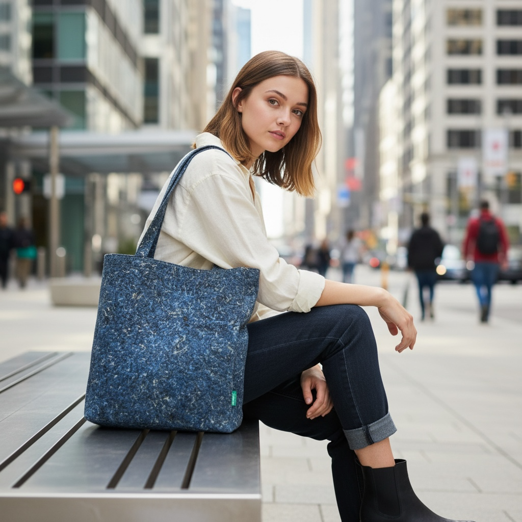 Recycled Jeans Vilt Shopper - Afbeelding 2