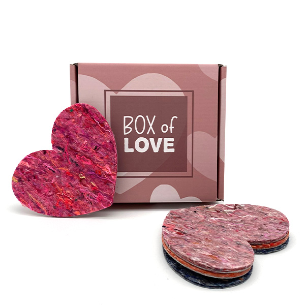 Onderzetters in giftbox set van 4 hartjes