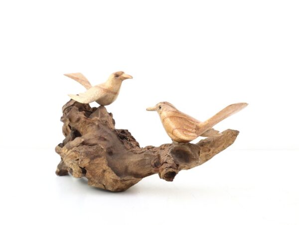 Vogel duo op rootwood – 20 cm
