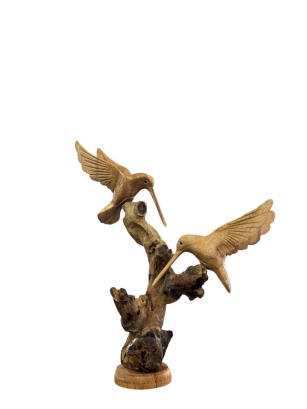 Kolibrie duo op Rootwood - 25 cm