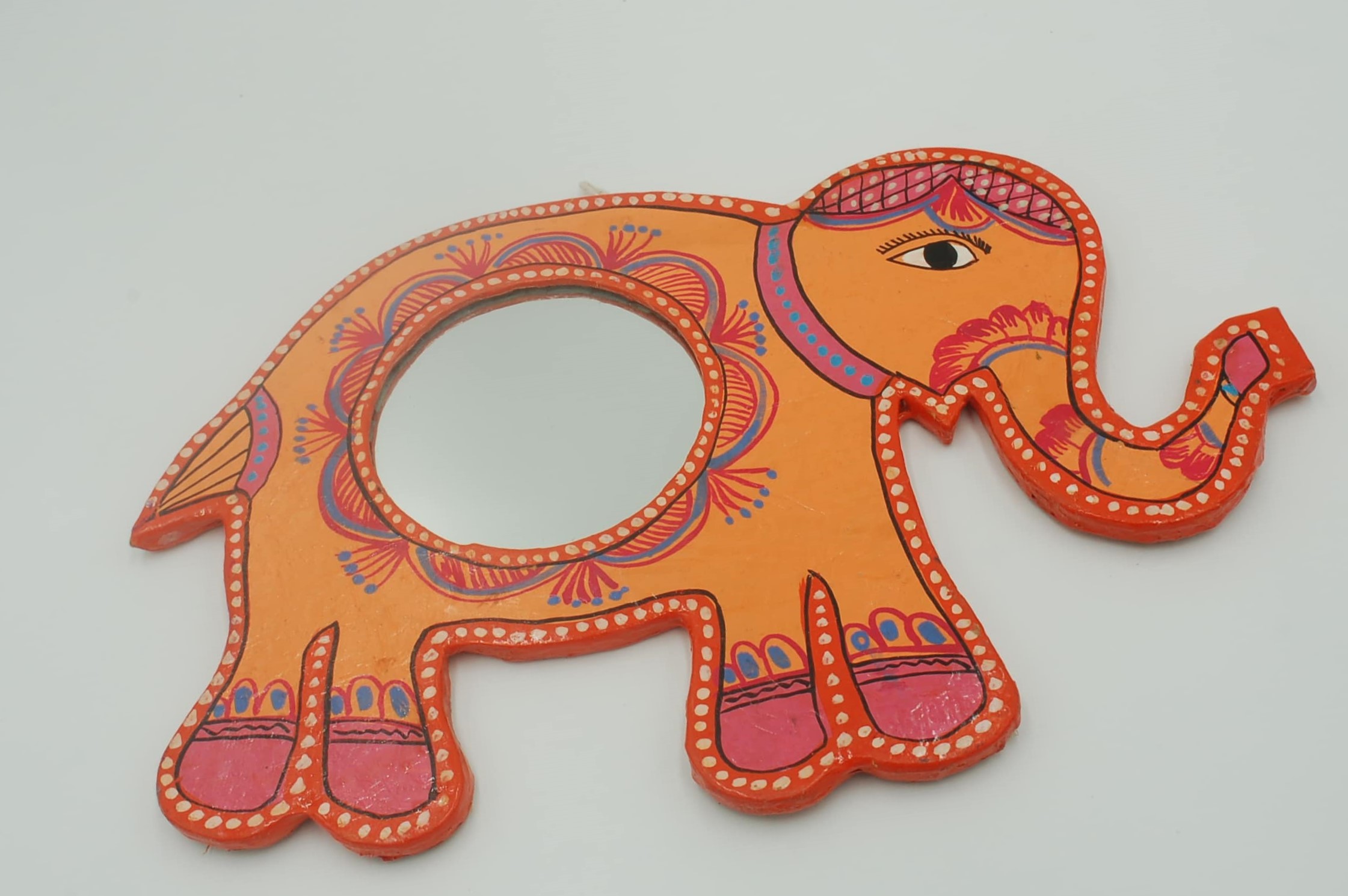 Mithila art Spiegel olifant oranje - Afbeelding 3