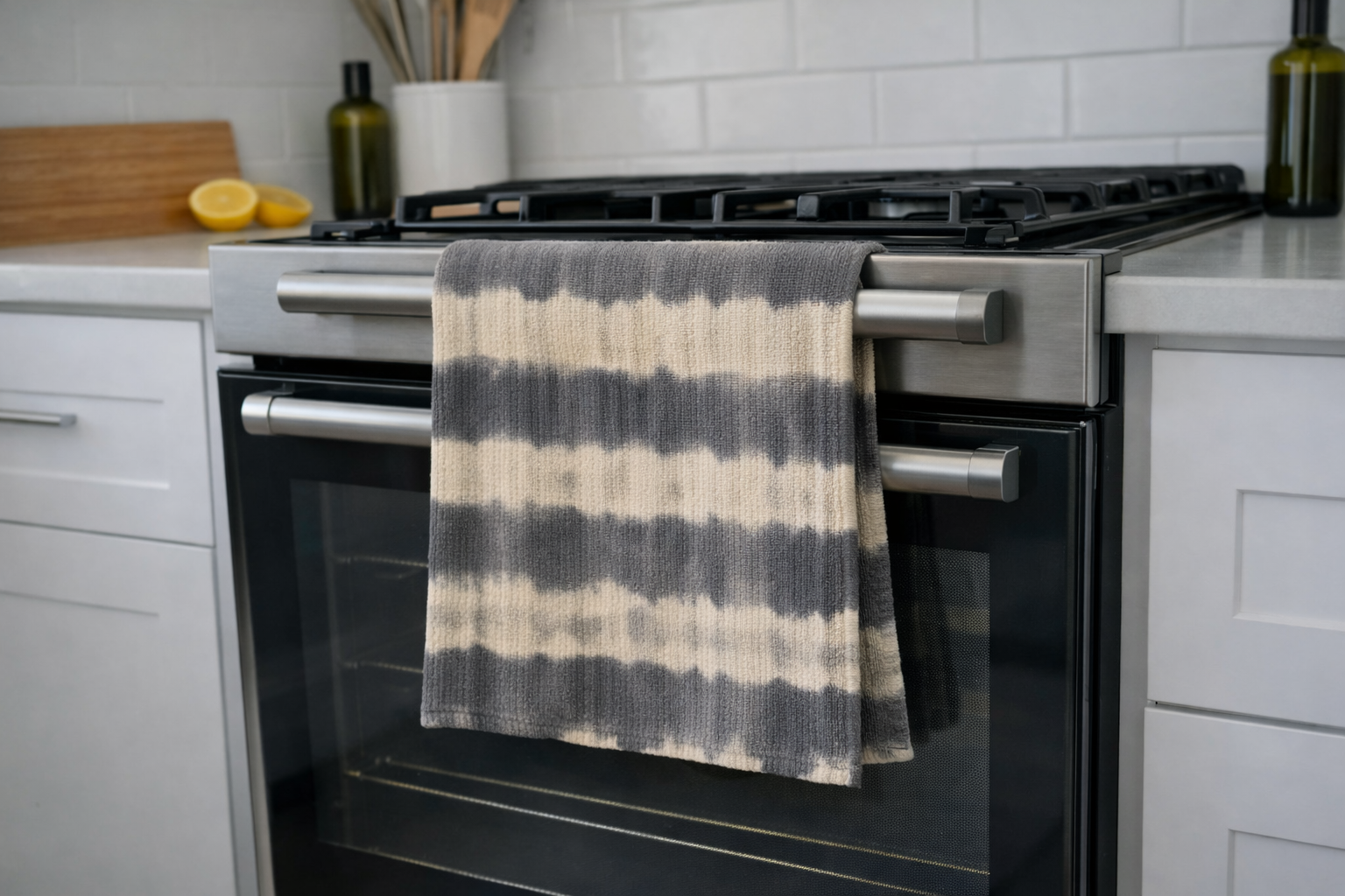 Theedoek TieDye – Donkergrijs & Beige - Afbeelding 5
