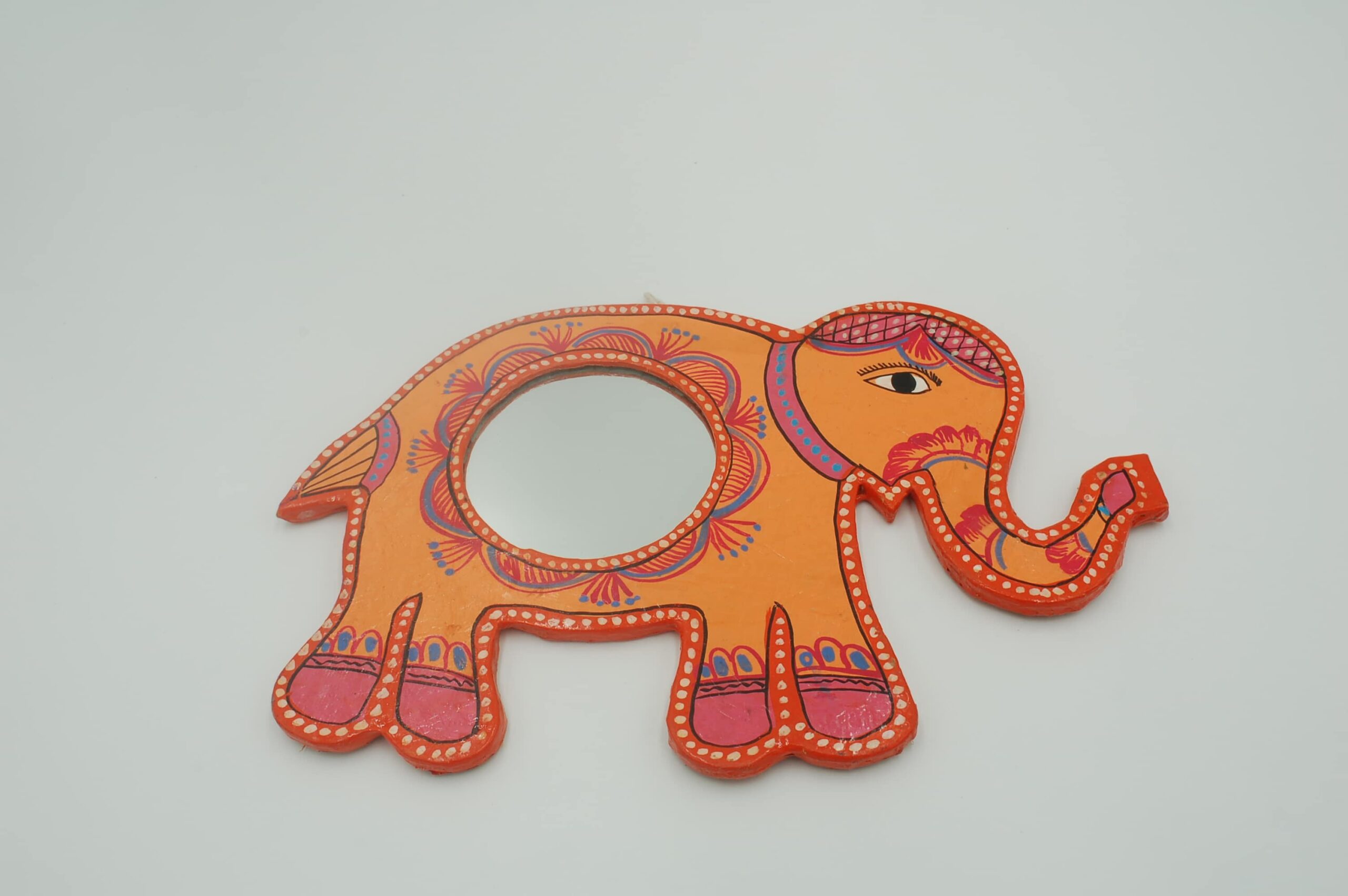 Mithila art Spiegel olifant oranje