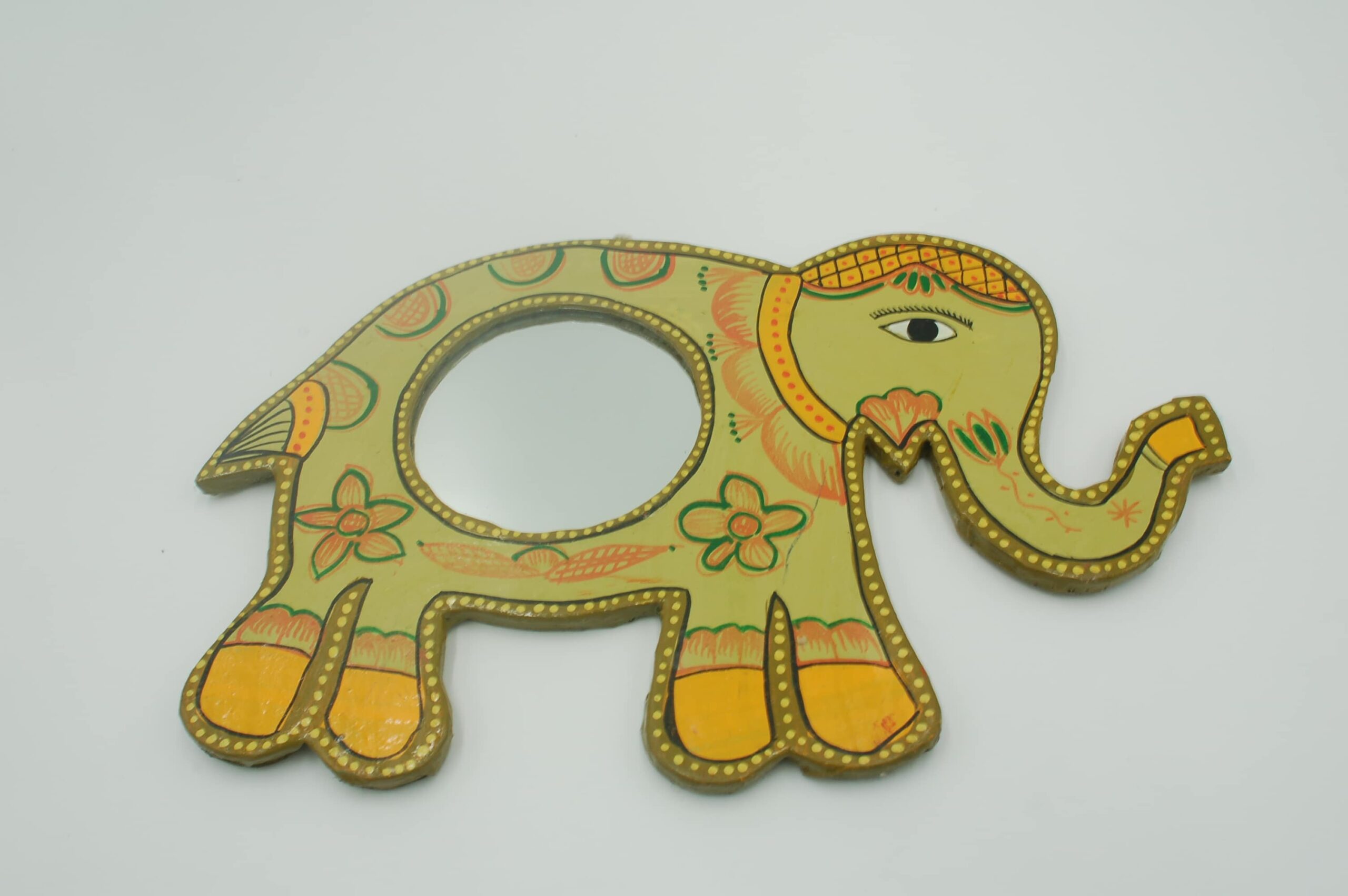Mithila art Spiegel olifant groen - Afbeelding 2