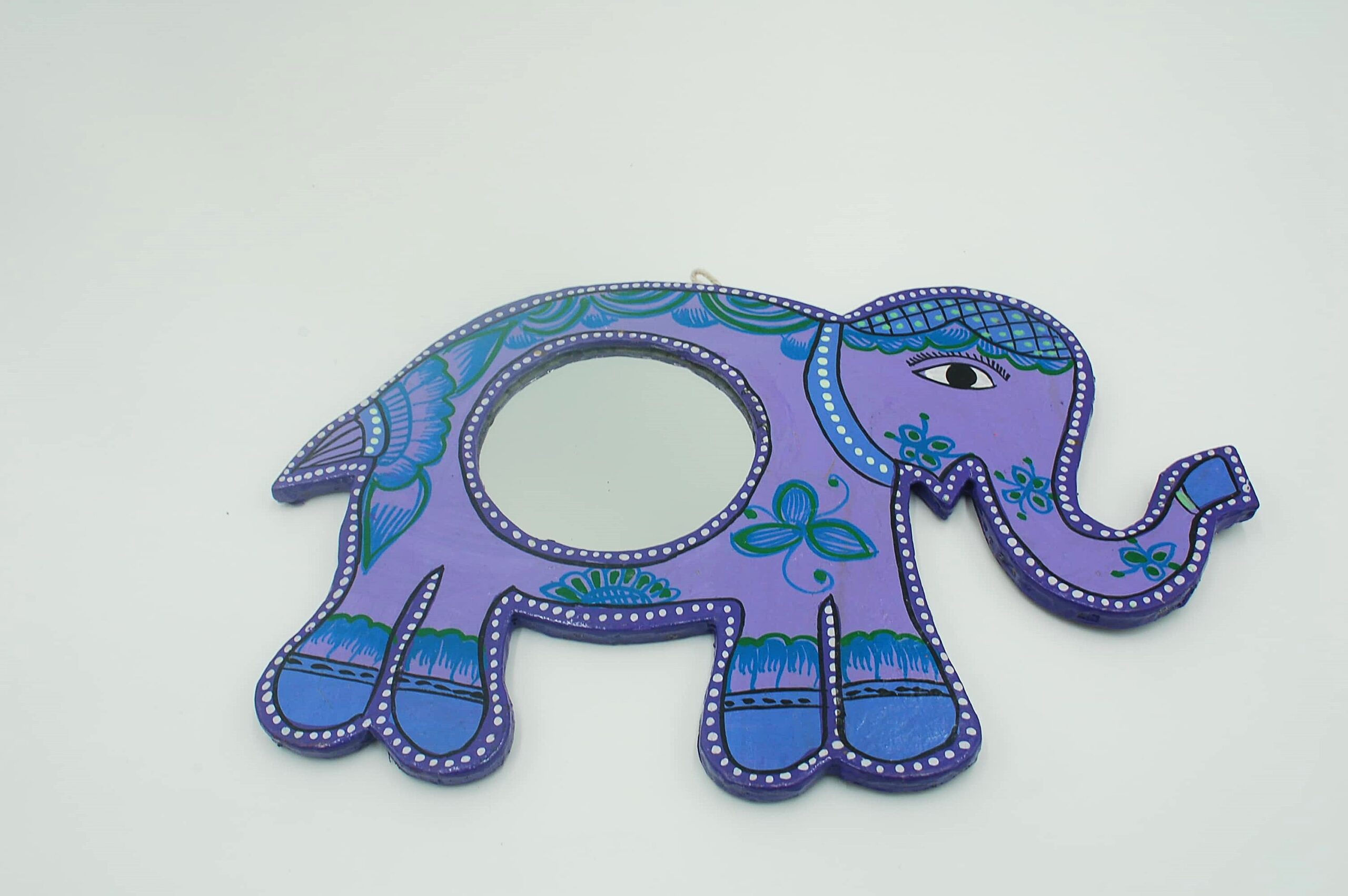 Mithila art Spiegel olifant paars - Afbeelding 3