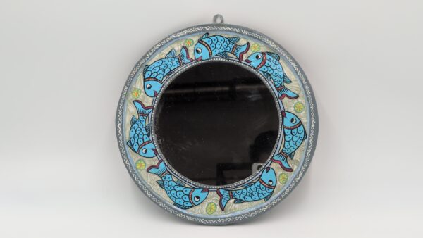 Mithila Vis Ronde Spiegel – Turquoise