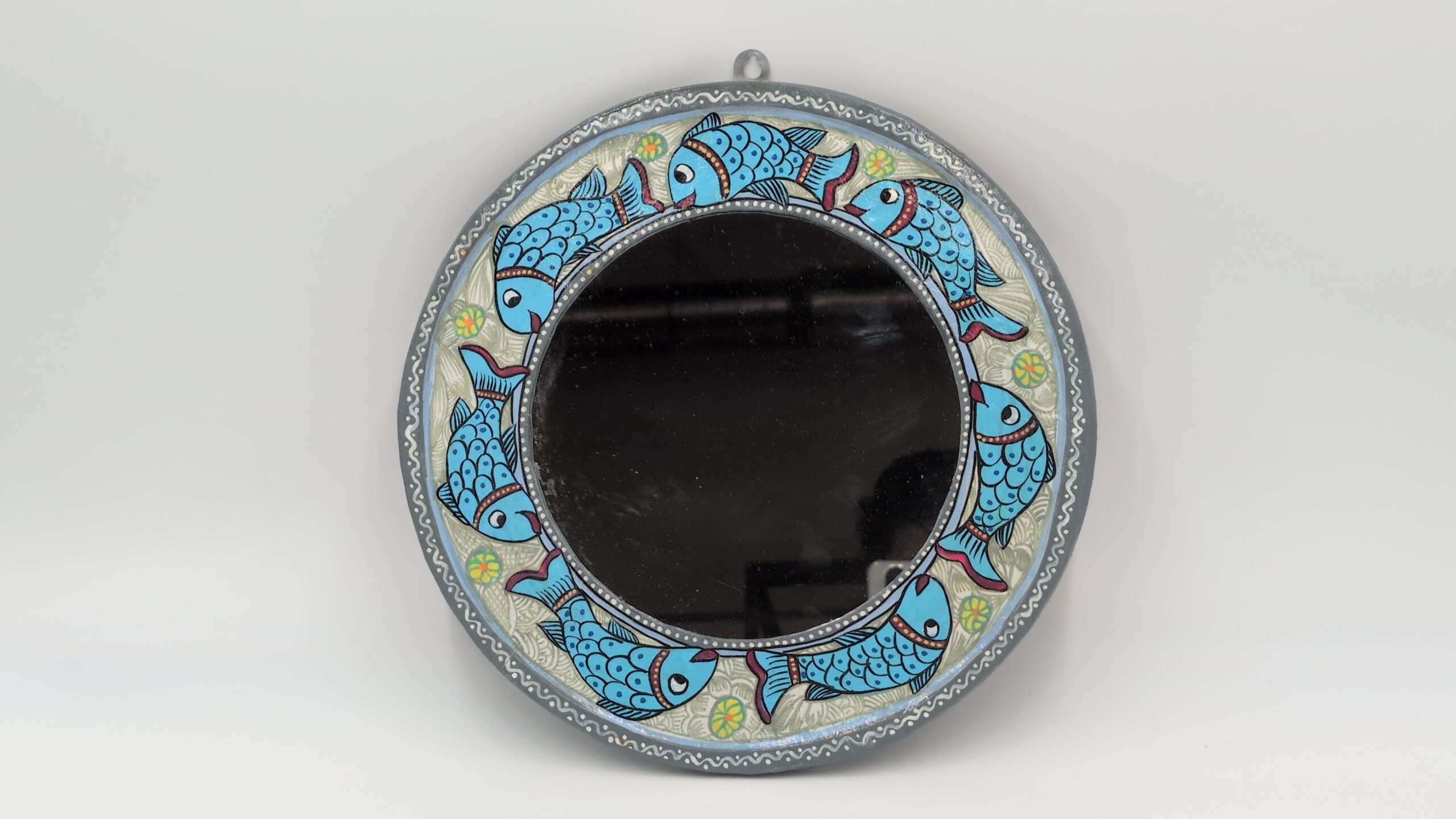 Mithila Vis Ronde Spiegel – Turquoise