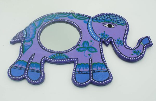 Mithila art Spiegel olifant paars