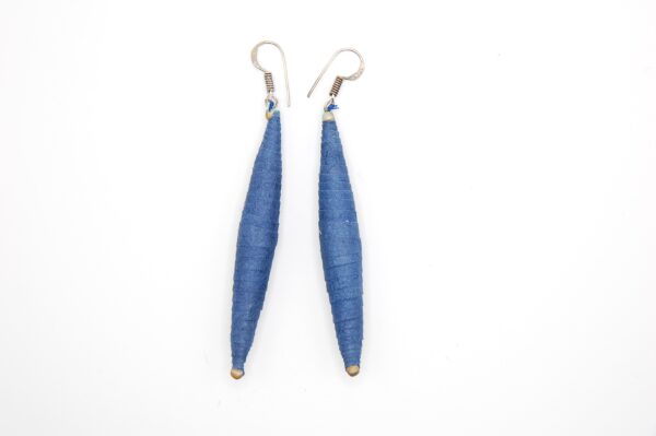 Papieren Oorbellen Annapurna – Blauw met Traditioneel Motief
