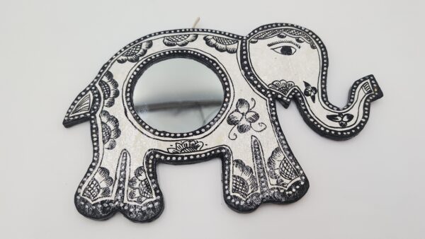 Mithila art Spiegel olifant zwart wit