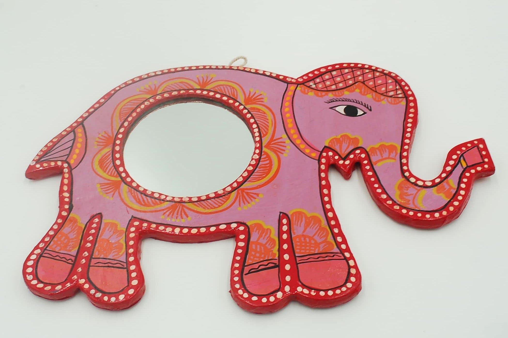 Mithila art Spiegel olifant rose
