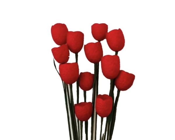 Set van 12 rode bloemen van zijden cocons