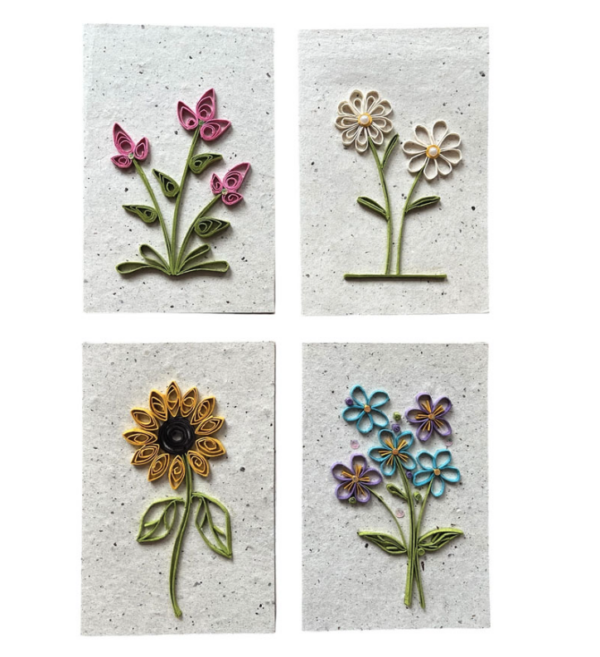 Set van 8 kaarten/enveloppen met bloemen