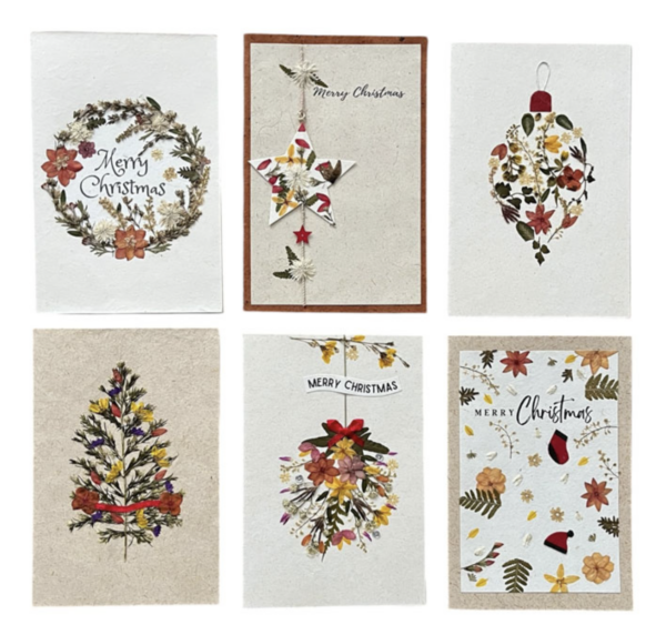 Set van 6 kaarten met enveloppen "Merry Christmas"