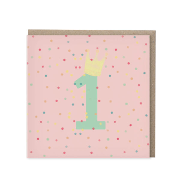 Leeftijdskaart 1 jaar – roze | set van 5