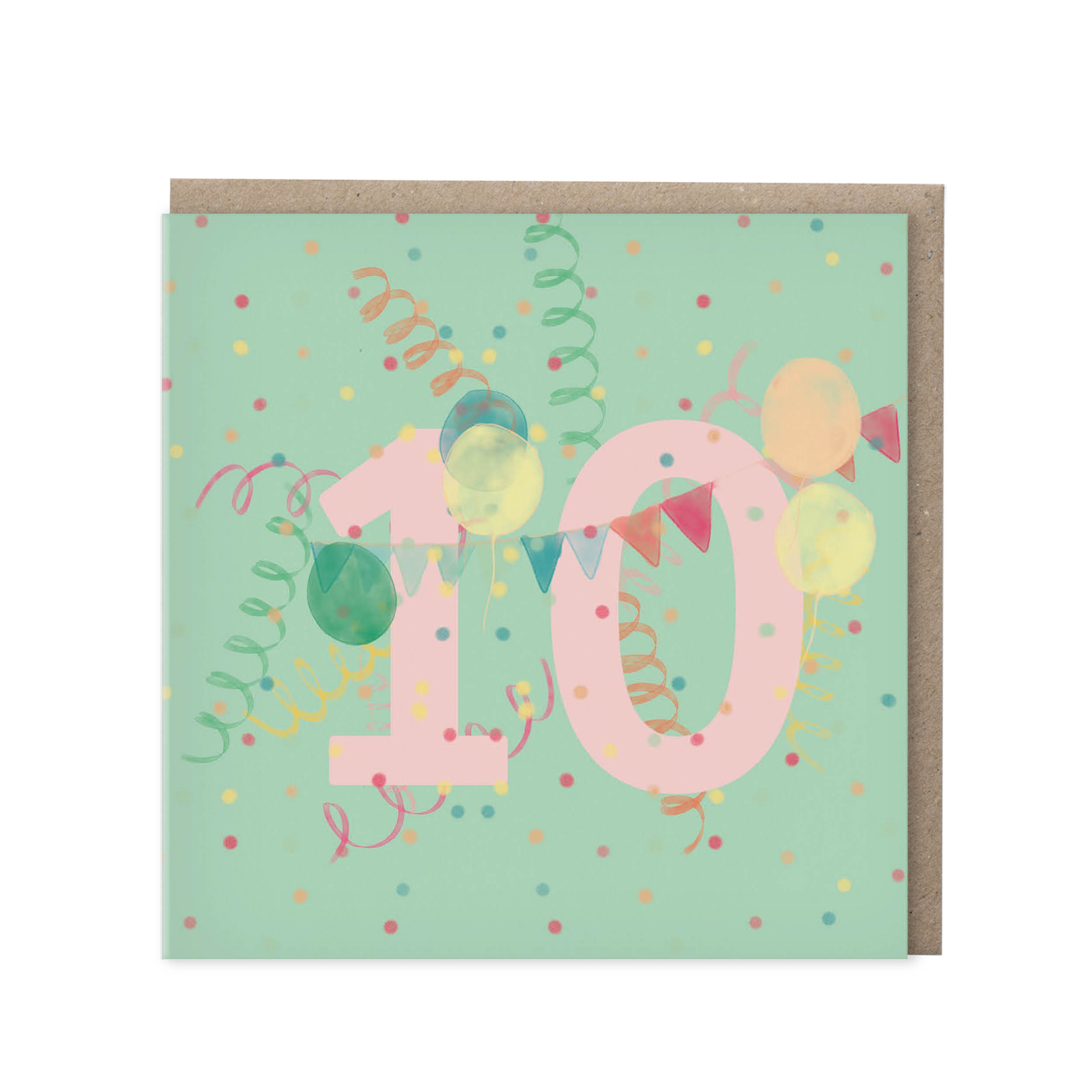 Leeftijdskaart 10 jaar – groen | set van 5