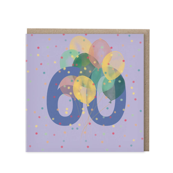 Leeftijdskaart 60 jaar – paars | set van 5