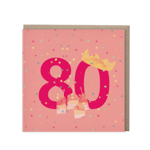 Leeftijdskaart 80 jaar – roze | set van 5