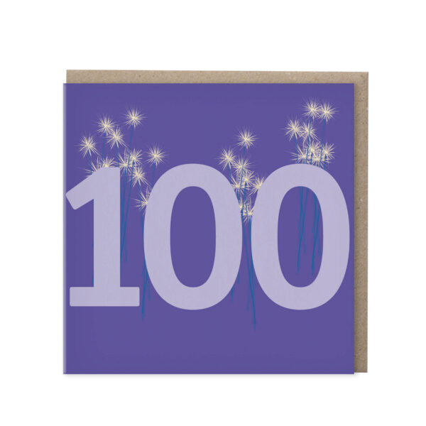 Leeftijdskaart 100 jaar – paars | set van 5