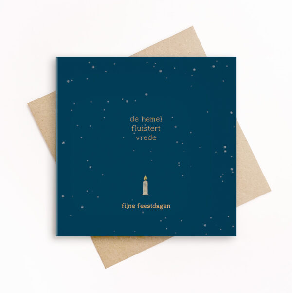 Kerstkaart 'de hemel fluistert vrede' - grafiquelien