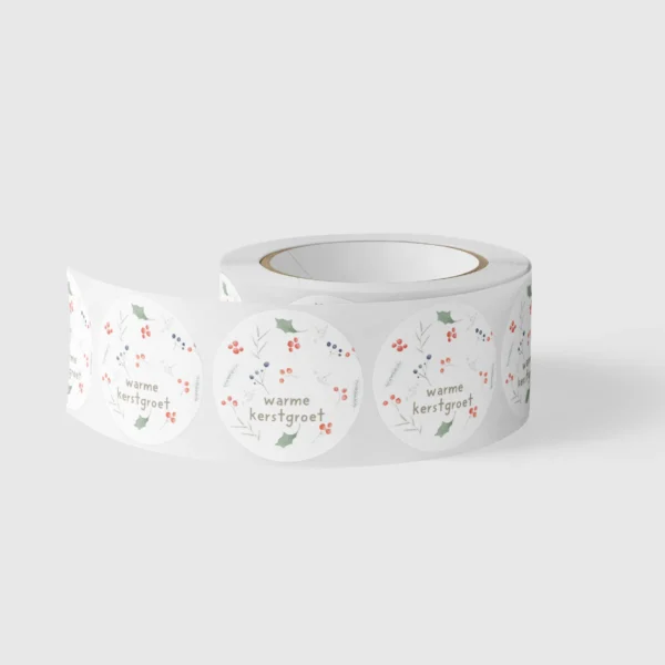 500 cadeaustickers op rol, warme kerstgroet