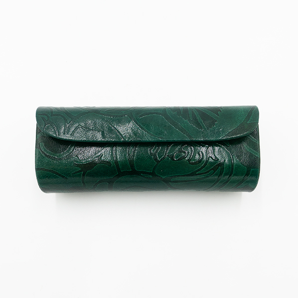 Leren brillenkoker, groen