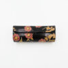 Leren brillenkoker, zwart met gekleurde bloemen