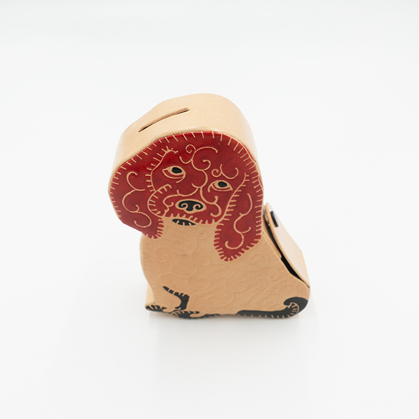 Leren honden spaarpot, beige