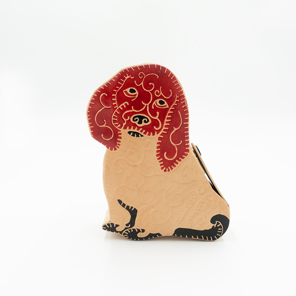 Leren honden spaarpot, beige
