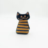 Leren katten spaarpot, blauw