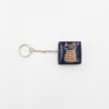Leren portemonnee met sleutelhanger, blauw met kat