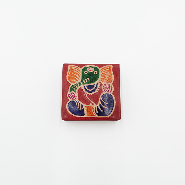 Leren portemonnee, rood met olifant