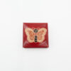 Leren portemonnee, rood met vlinder