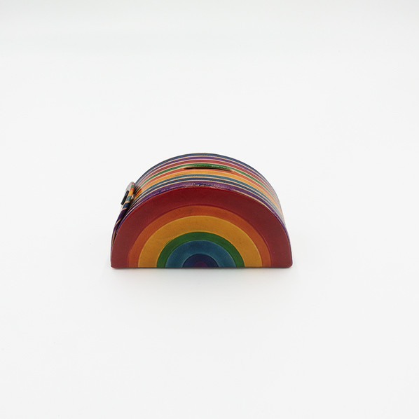 Leren regenboog spaarpot, gekleurd
