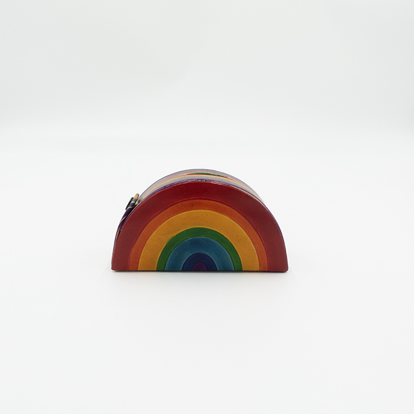 Leren regenboog spaarpot, gekleurd