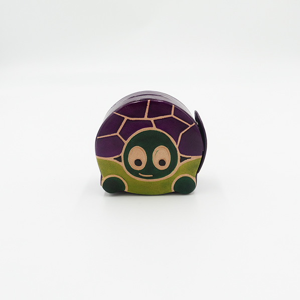 Leren schildpad spaarpot, groen paars