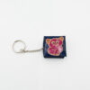 Leren portemonnee met sleutelhanger, blauw met katje