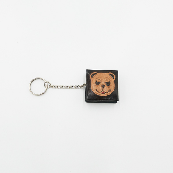 Leren portemonnee met sleutelhanger, bruin/zwart met panda
