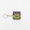 Leren portemonnee met sleutelhanger, paars met schildpad