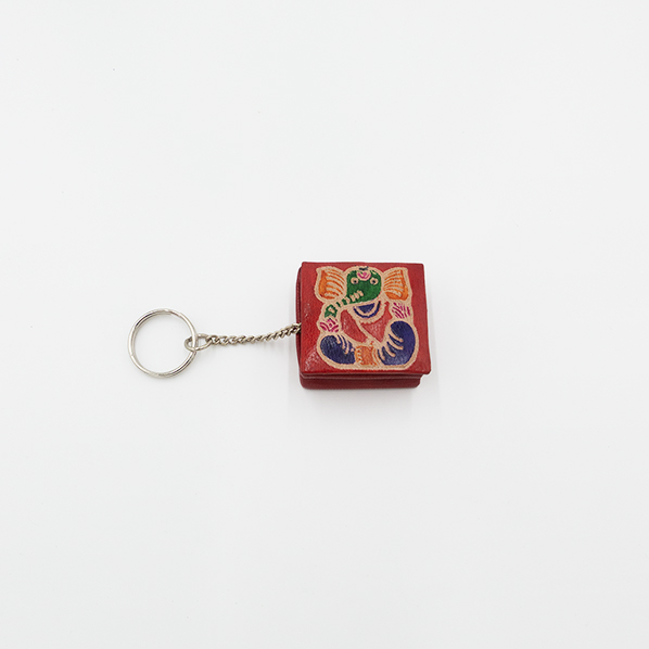 Leren portemonnee met sleutelhanger, rood met olifant