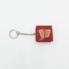 Leren portemonnee met sleutelhanger, rood met vlinder