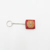 Leren portemonnee met sleutelhanger, rood met uil