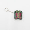 Leren portemonnee met sleutelhanger, groen met vlinder