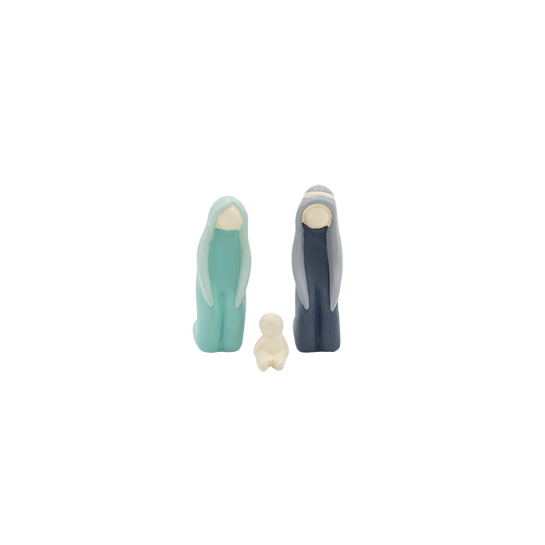 Kerstgroep, turquoise grijs wit