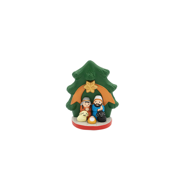 Kerststal met kerstboom