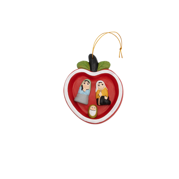 Aardewerk kerststal hanger, rood