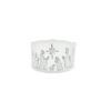 Glazen kerststal, wit zilver