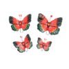 Vlinders, set van 5, rood groen