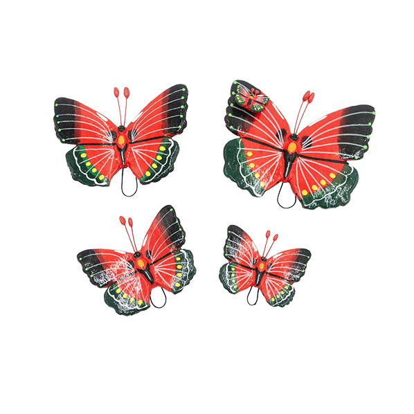 Vlinders, set van 5, rood groen