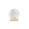 Glazen kerstgroep, wit zilver, waxinehouder